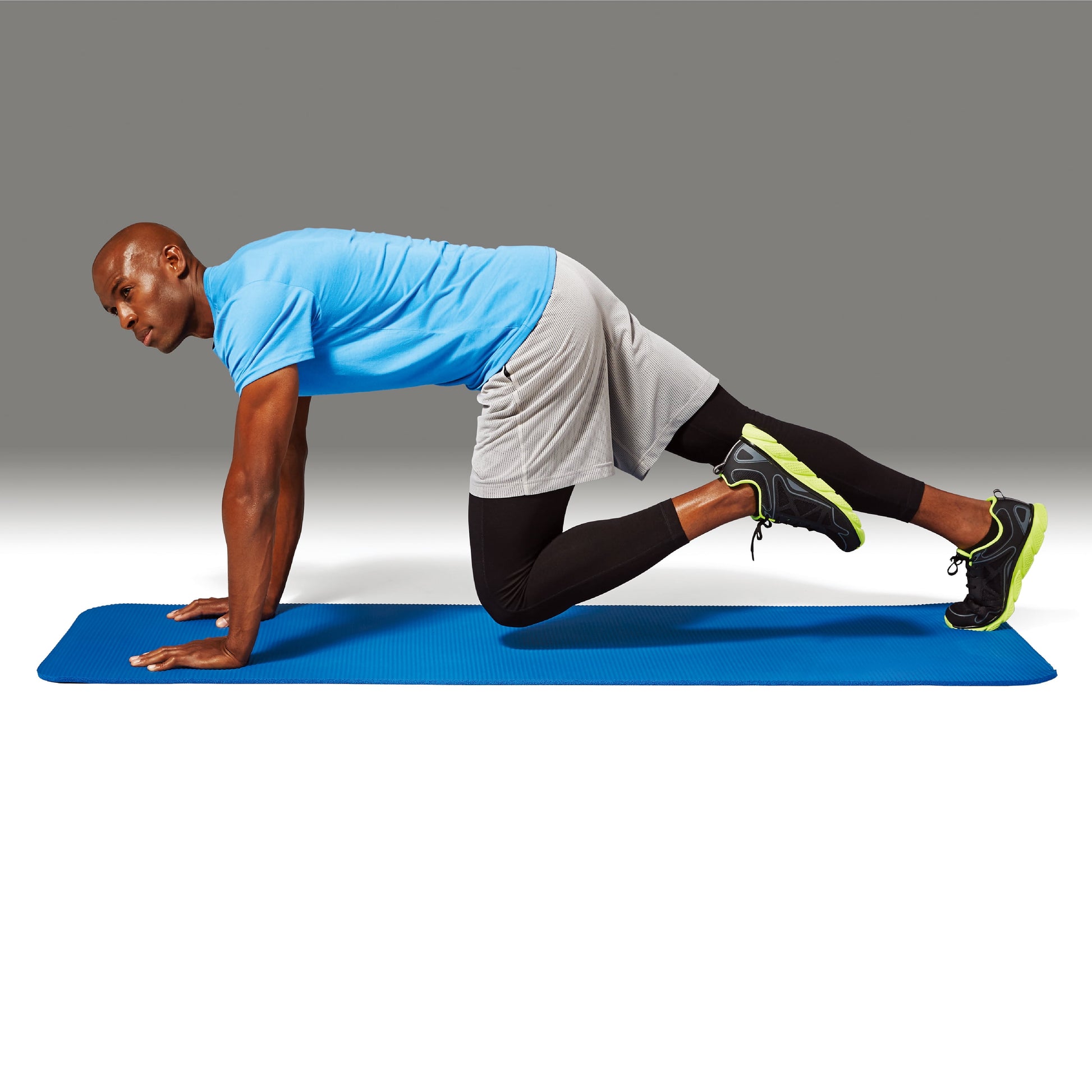 Two-Tone 10mm Fitness Mat, 72" x 24", Blue NBR Foam with Carry Strap