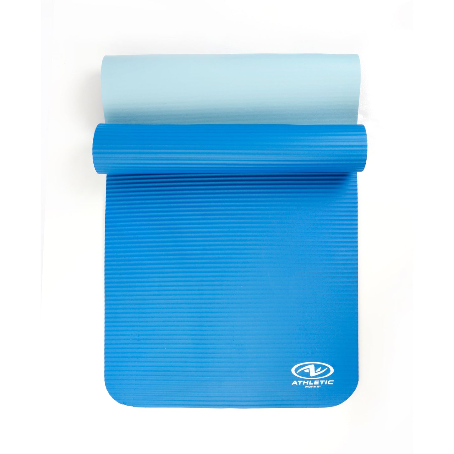 Two-Tone 10mm Fitness Mat, 72" x 24", Blue NBR Foam with Carry Strap