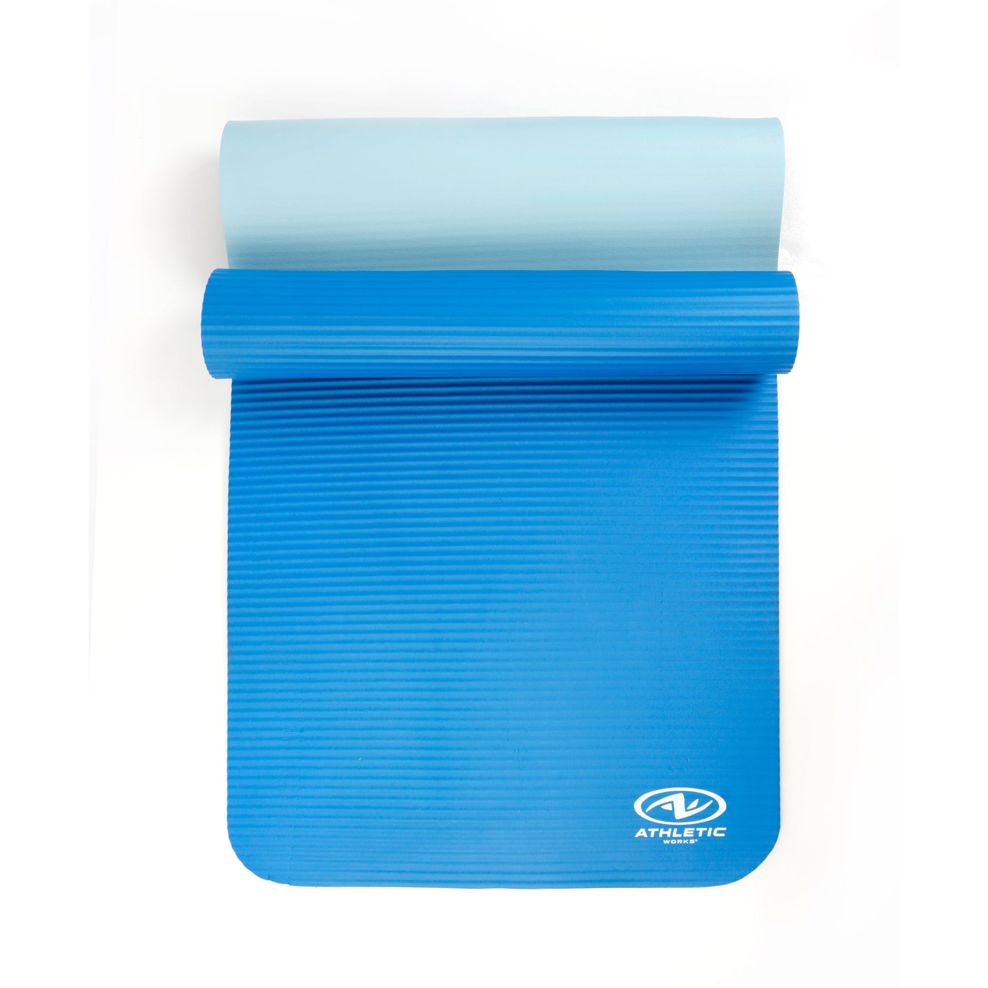 Two-Tone 10mm Fitness Mat, 72" x 24", Blue NBR Foam with Carry Strap