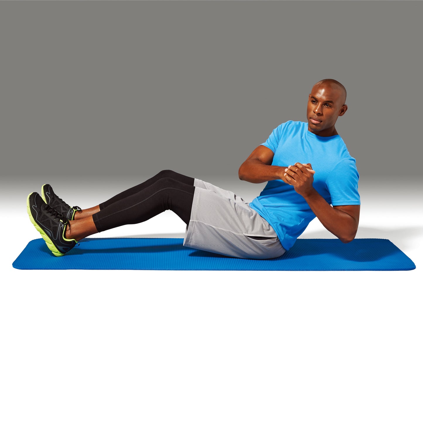 Two-Tone 10mm Fitness Mat, 72" x 24", Blue NBR Foam with Carry Strap