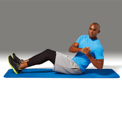 Two-Tone 10mm Fitness Mat, 72" x 24", Blue NBR Foam with Carry Strap
