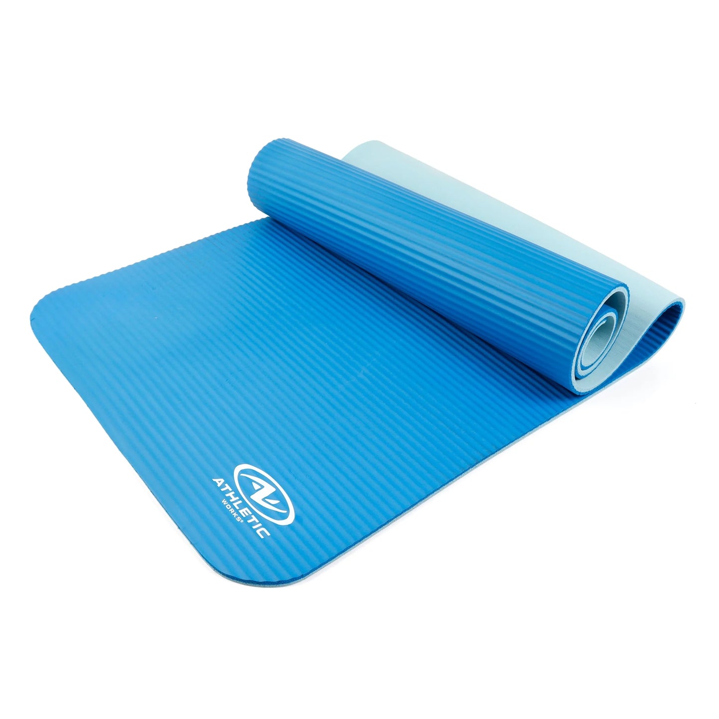Two-Tone 10mm Fitness Mat, 72" x 24", Blue NBR Foam with Carry Strap