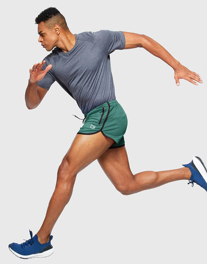 Men's 3-Inch Quick-Dry Running Shorts with Zipper Pockets for Athletic Performance