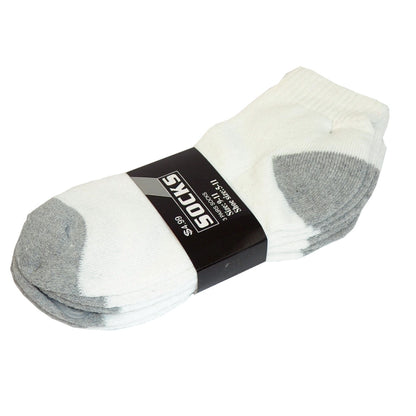 3-12 Pairs Ankle Quarter Crew Mens Sports Socks White 2 Tones Cotton Size 9-13