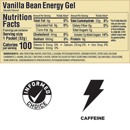 GU Energy Gel Vanilla Bean 8 Count Sports Nutrition 100 Calories Vegan Gluten...