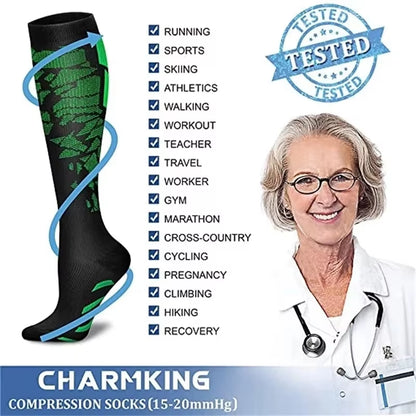 New Compression Socks Graduated Crossfit Training Running Recovery Cycling Travel Socks Outdoor Men Women Running Sports Socks