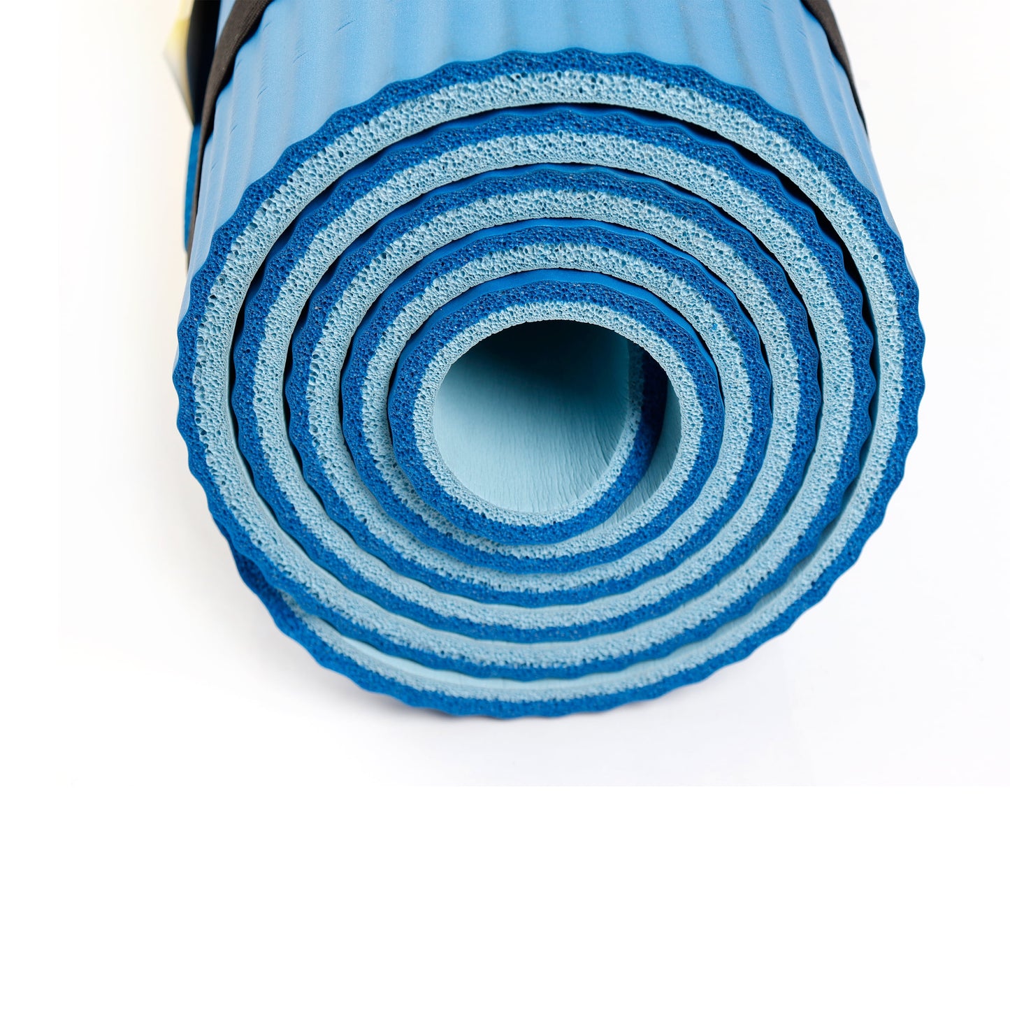 Two-Tone 10mm Fitness Mat, 72" x 24", Blue NBR Foam with Carry Strap