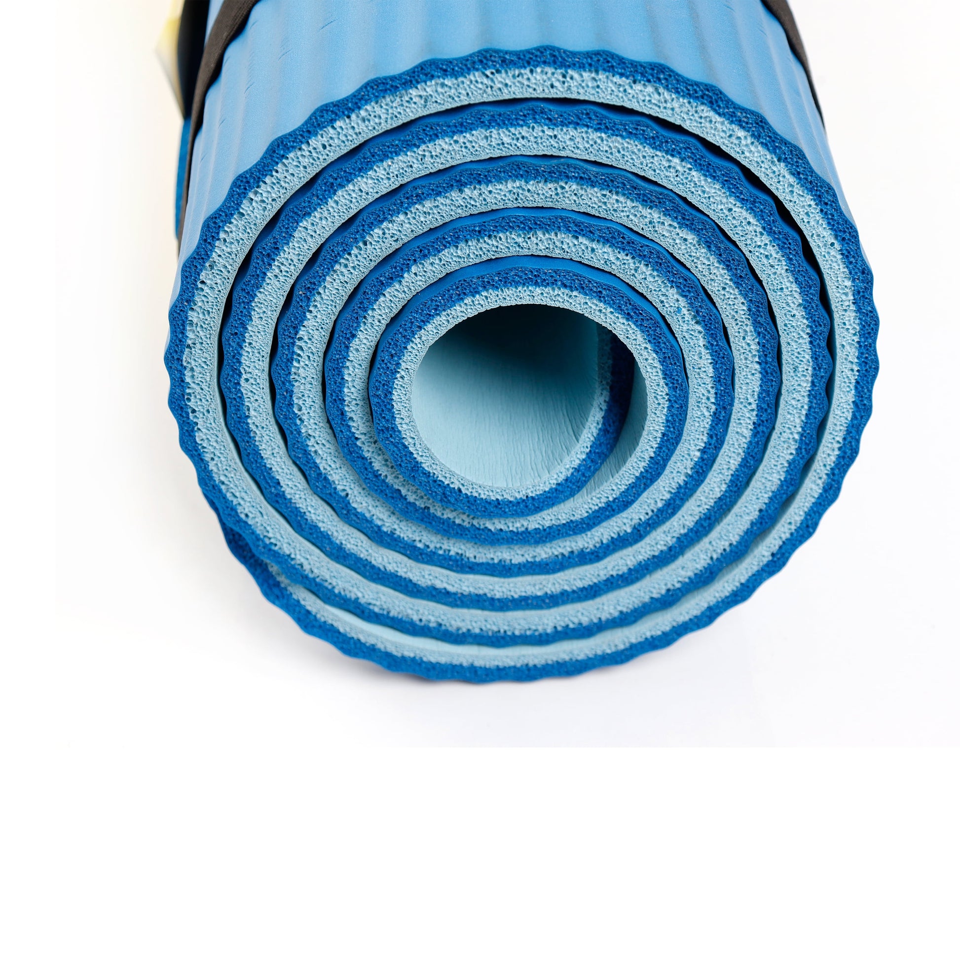 Two-Tone 10mm Fitness Mat, 72" x 24", Blue NBR Foam with Carry Strap
