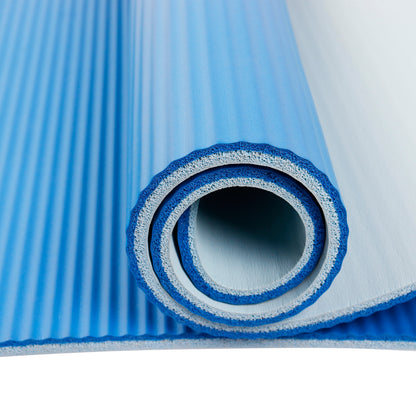 Two-Tone 10mm Fitness Mat, 72" x 24", Blue NBR Foam with Carry Strap