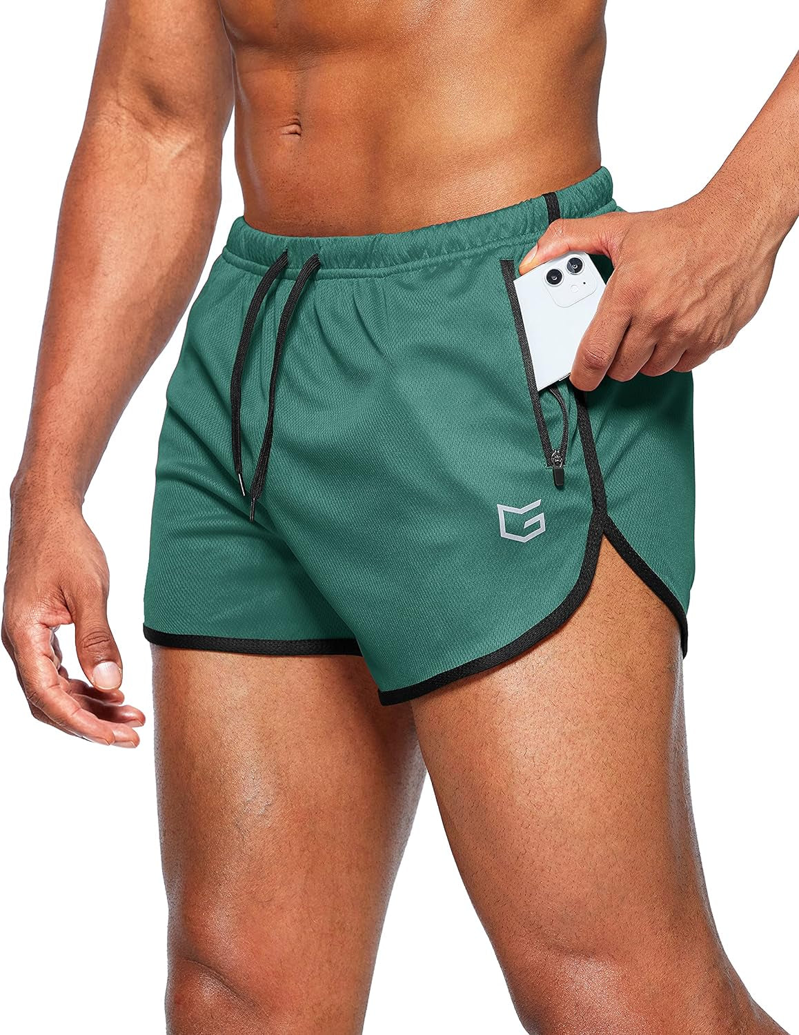 Men's 3-Inch Quick-Dry Running Shorts with Zipper Pockets for Athletic Performance
