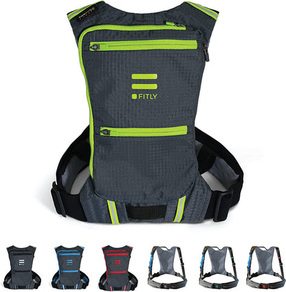 Minimalist Running Pack - Fitness Backpack Phone Holder, Storage, Thoracic Belt - Carry Personal Items - Running Gear for Men & Women - Lightweight Hydration Water Backpack